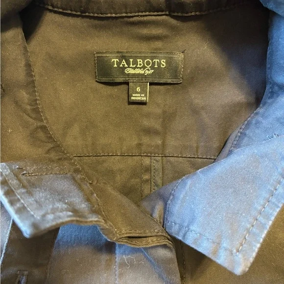 Talbots Women Black Khaki Blazer Button Up Military Style Size 6 - Picture 3 of 6